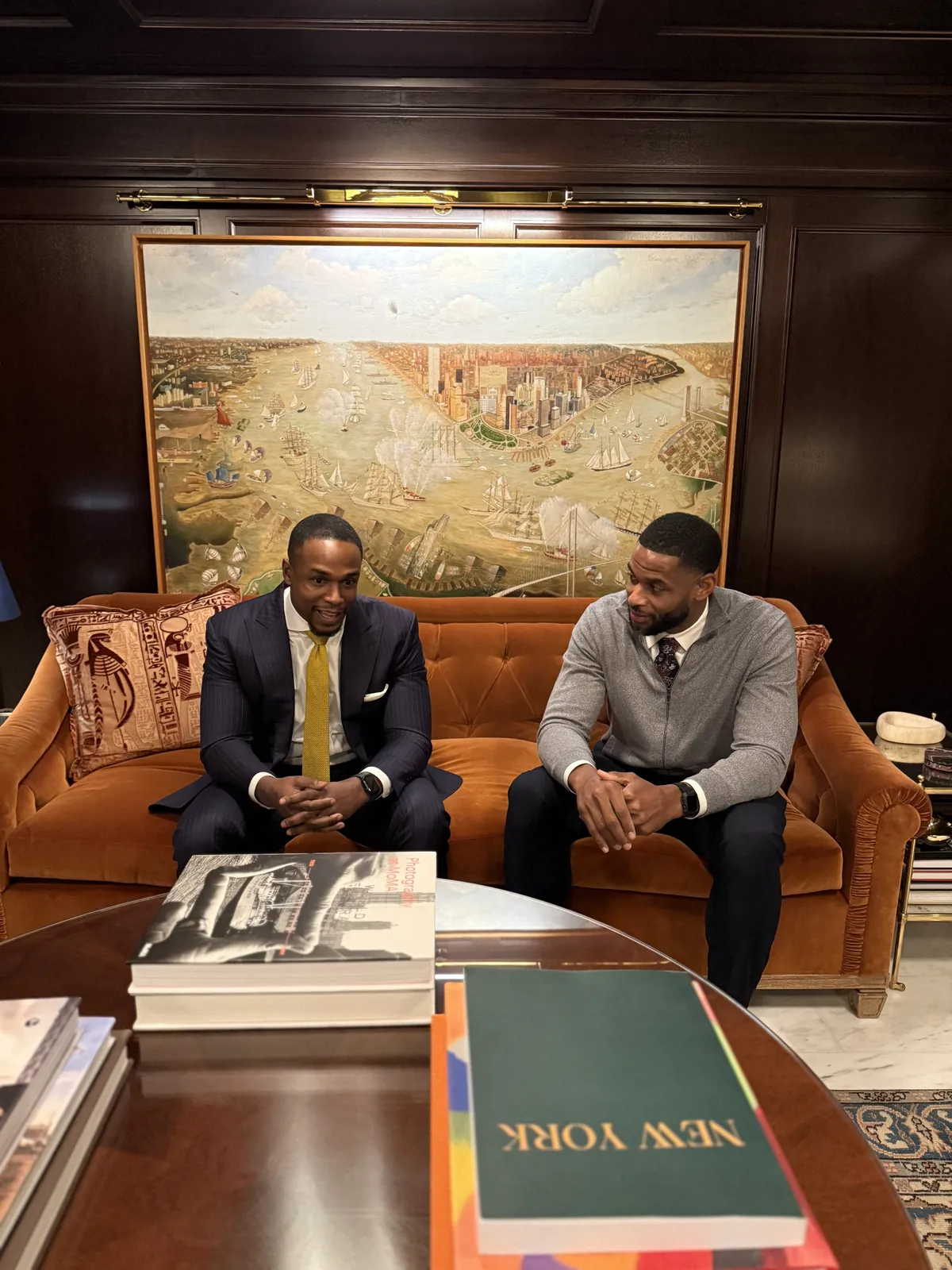 Marques Colston in an executive-office conversation